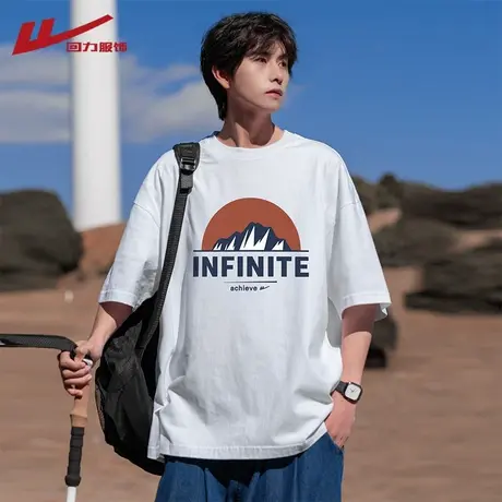 回力短袖t恤男夏季薄款2024新款休闲白色体恤纯棉打底衫潮牌男装图片