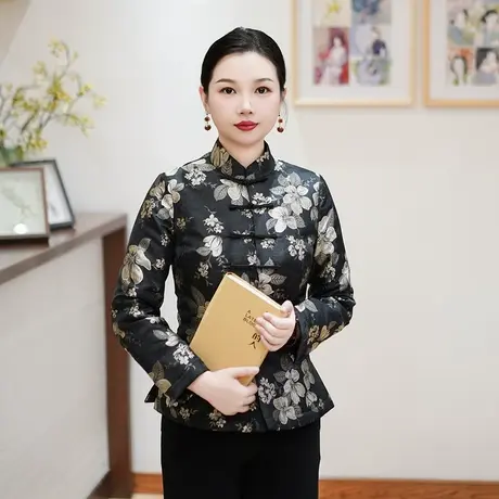 筠雅冬季新款加厚保暖唐装上衣旗袍减龄棉衣棉服新中式女装24J463图片