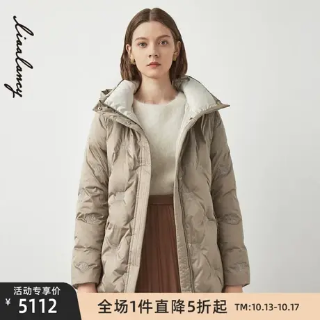 LANCY/朗姿鹅绒服冬季新款收腰显瘦带帽羽绒服通勤设计感外套图片