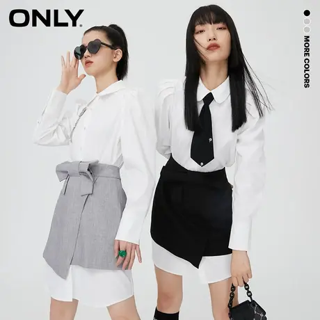 ONLY奥莱夏季时尚气质两件套收腰蝴蝶结衬衣连衣裙套装女图片