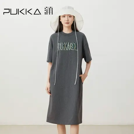 蒲PUKKA   字母绣花宽松连衣裙直筒长裙2023年遮肉显瘦女裙子商品大图