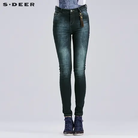 sdeer圣迪奥2019夏装女装水洗渐变做旧紧身小脚牛仔裤S16280807图片