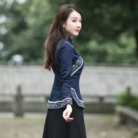 筠雅唐装棉服女中国风女款冬季改良加厚旗袍小棉袄中式盘扣上衣商品大图