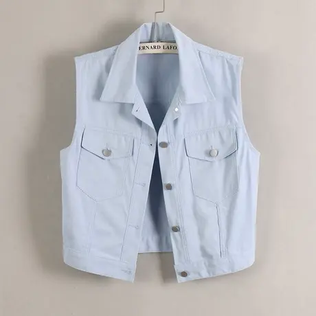 牛仔马甲女背心短款春秋夏薄新款无袖大码宽松外搭上衣显瘦坎肩蓝商品大图