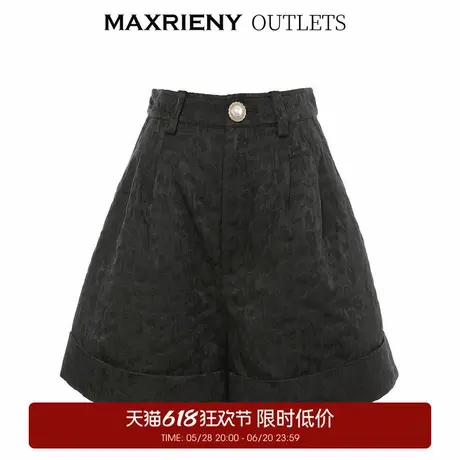 【奥莱】MAXRIENY豹纹提花直筒裤女冬季加棉短裤美腿商品大图