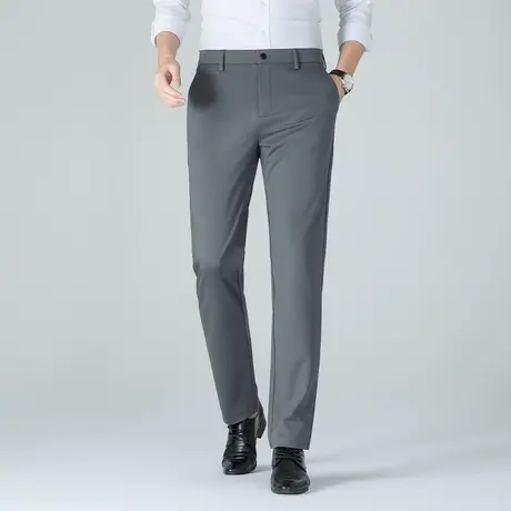 春秋新款灰色西裤男士休闲长裤子弹力直筒修身商务上班西装裤薄款商品大图