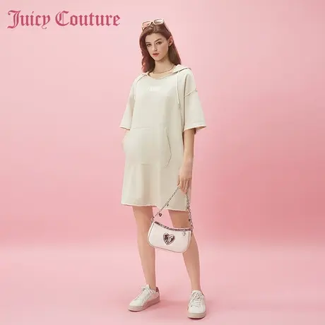 Juicy Couture橘滋2024早春日穿搭新款半糖奶油女印花连帽连衣裙图片