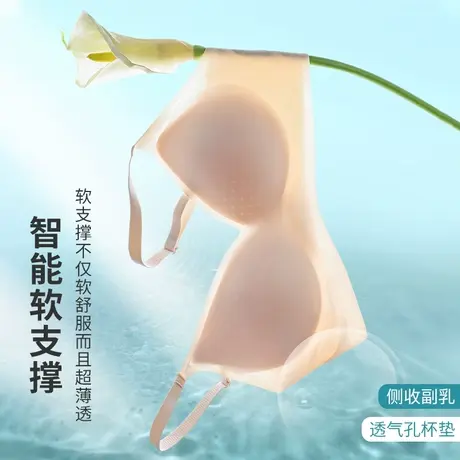 猫人夏季轻薄无钢圈上托内衣侧收副乳无痕背心舒适聚拢性感文胸女商品大图