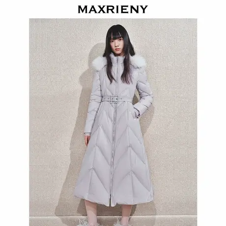 【时髦暖冬-商场同款】MAXRIENY亮片收腰羽绒服女中长款保暖外套商品大图