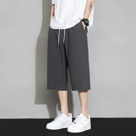 7分亚麻裤男裤中老年纯棉裤宽松夏季薄老人松紧腰裤爷8分裤全棉麻图片