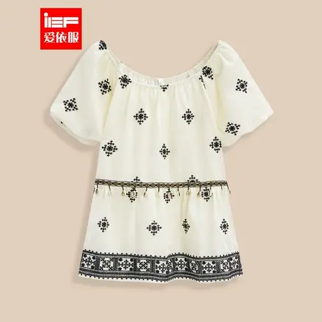IEF/爱依服2025夏季新款法式波西米亚度假风设计感通勤百搭上衣图片