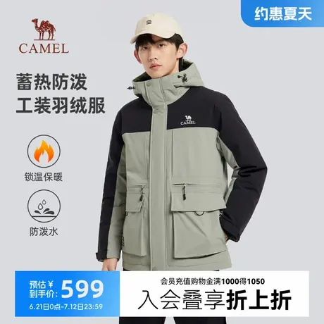 骆驼工装羽绒服冬季男2025新款户外防风防水派克服加厚羽绒外套商品大图