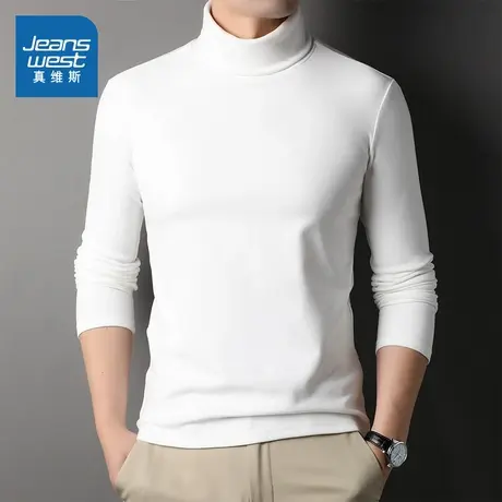 WX真维斯男装 2025秋季新款男款美式商务风纯色百搭时尚长袖T商品大图
