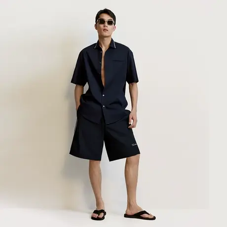 TRENDIANO 棉麻混纺平纹肌理梭织度假风短裤 1SM2060670图片