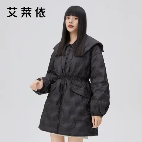 艾莱依2022秋冬新款海军领羽绒服女款宽松时尚修身高级感收腰外套图片