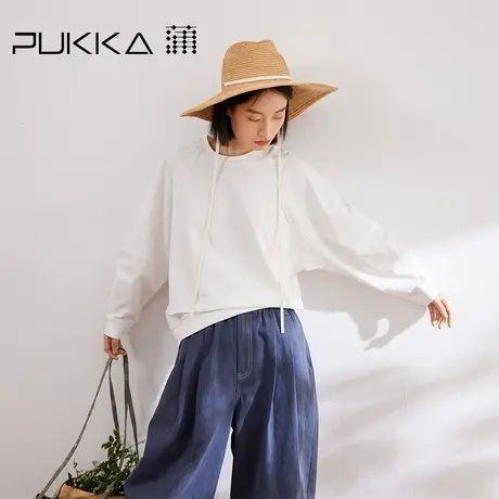 蒲PUKKA 简约圆领长袖T恤早春新款肌理针织棉廓形感卫衣图片