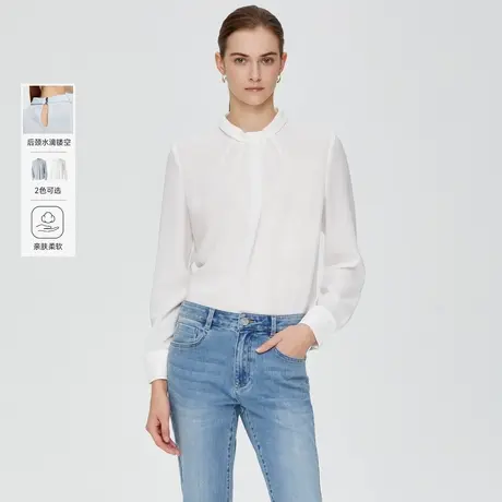 【超能小太阳严选】PRICH气质小提花通勤衬衫设计感围领垂顺内搭图片