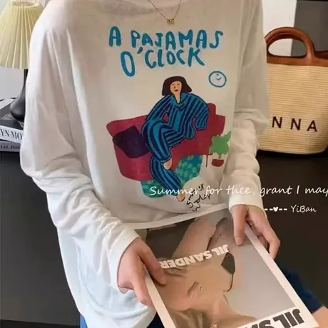 韩国东大门夏季新款卡通印花薄款宽松显瘦空调衫防晒罩衫上衣女潮商品大图