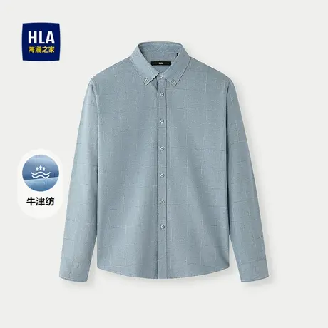 HLA/海澜之家格子提花长袖休闲衬衫2025秋季新款挺括牛津纺衬衣男商品大图
