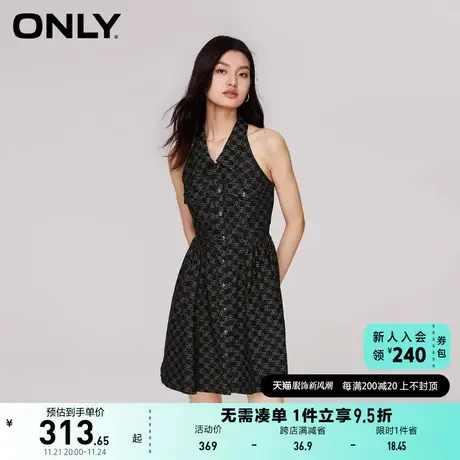 ONLY奥莱2023夏季新款时尚显瘦满印无袖翻领牛仔连衣裙商品大图