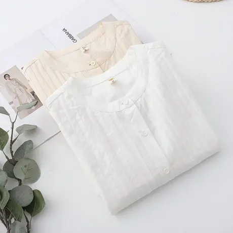 日系软妹小众设计感重工压褶长袖衬衫女宽松显瘦气质娃娃衫上衣潮图片