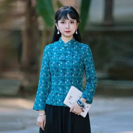 唐装女中国风改良旗袍上衣女秋季复古时尚茶服中式禅意女装22J227图片