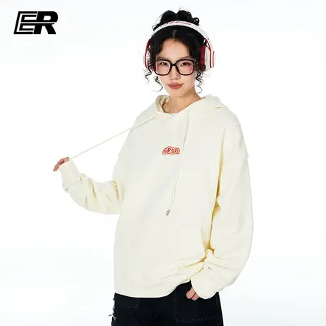 ER基础字母卫衣2025春季美式休闲潮牌情侣抽绳帽衫图片