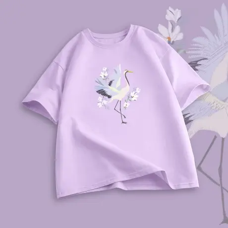 国风爆款短袖t恤女2025新款爆款夏季学生纯棉宽松大码新中式上衣商品大图