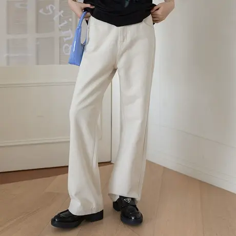 omont蛋挞家 复古黑色直筒牛仔裤女新款宽松百搭显瘦裤子经典长裤商品大图