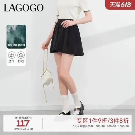 LAGOGO元气时尚A字显瘦裤裙女拉谷谷夏新款深灰色宽松短裤休闲裤图片