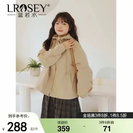 蓝若水大码女装胖mm秋季新款休闲百搭工装连帽夹克宽松时尚外套商品大图