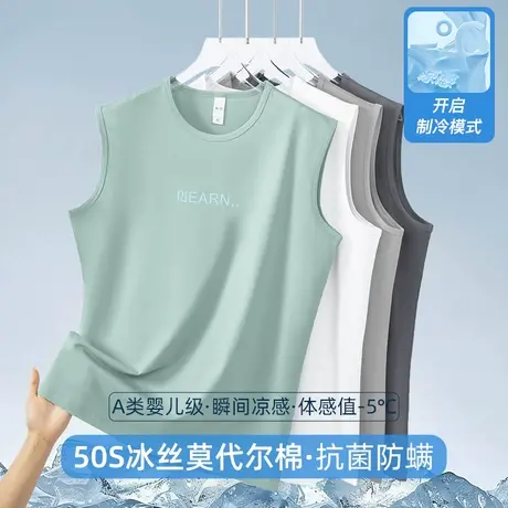 莫代尔冰丝背心男健身速干凉感运动坎肩篮球汗衫抗菌防螨无袖t恤商品大图