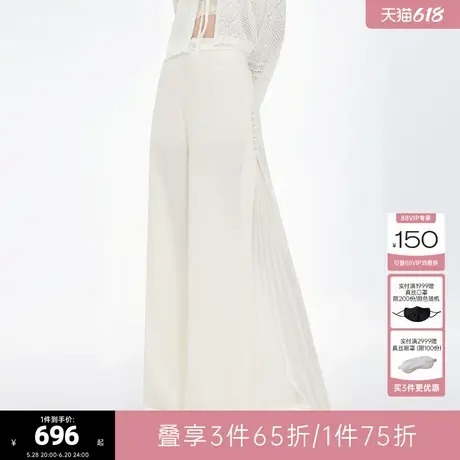 可可尼cocoon莱赛尔阔腿休闲裤2025夏季新款女士白色裤子宽松长裤图片