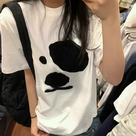 个性趣味卡通印花短袖T恤女夏季韩版宽松打底衫纯棉内搭半袖上衣商品大图