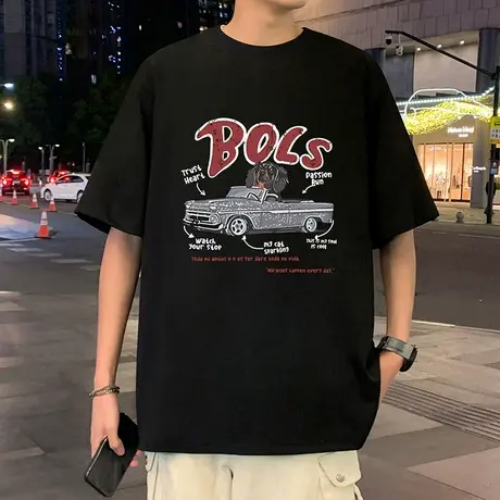 纯棉高街潮牌复古印花短袖t恤男夏季街头风美式vibe港风情侣上衣图片