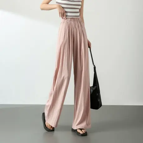 时尚气质休闲裤2024年下夏季新款女温柔宽松百搭薄款慵懒直筒长裤商品大图