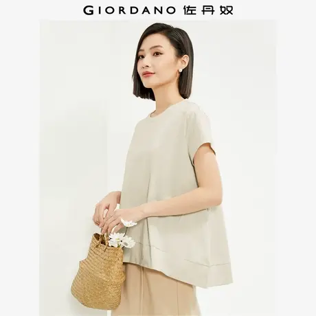 佐丹奴T恤女装纯棉针织破骨A字摆宽松圆领短袖T恤 13324224商品大图