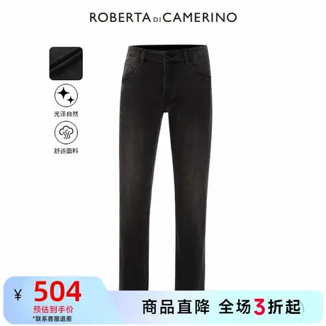 【棉】ROBERTA诺贝达2025春季新品商务休闲纯色直筒水洗牛仔裤男图片