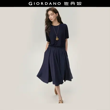 设计师款佐丹奴假两件连衣裙女夏季新款拼接圆领短袖裙子18465925商品大图