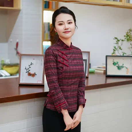 筠雅春季新款新中式复古显瘦旗袍式上衣时尚气质唐装上衣女25J116商品大图