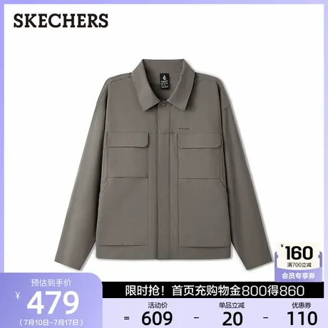 斯凯奇2025年新款经典系列男士舒适外套纯色翻领长袖衬衫高级感图片