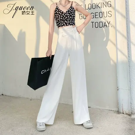 高腰阔腿裤女夏季新款雪纺宽松显瘦垂坠感休闲直筒西裤拖地长裤子商品大图