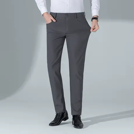 春秋薄款中年休闲裤宽松直筒外穿免烫上班弹力男西装裤子韩版长裤商品大图