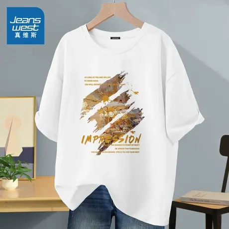 NN真维斯纯棉短袖男款夏季重磅宽松休闲t恤男生潮流百搭透气上衣商品大图