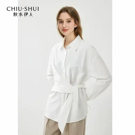 秋水伊人气质优雅百搭翻领衬衫2025春季新款女经典通勤H型上衣商品大图