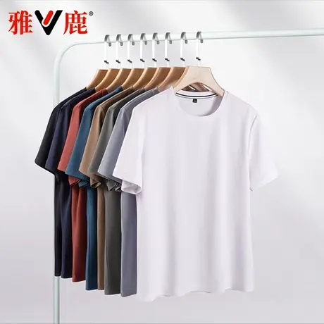 雅鹿2025春新款华夫格短袖圆领宽松清凉透气吸湿排汗通勤百搭T恤图片