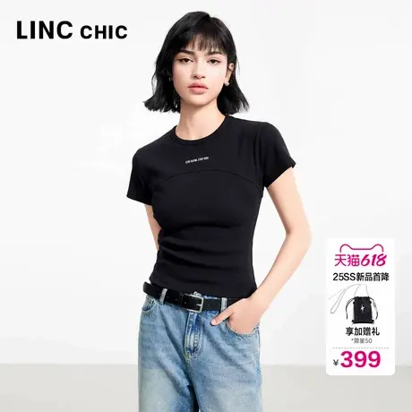 LINCCHIC金羽杰2025年夏季新款短袖机能感小圆领半袖T恤女FK190YY商品大图