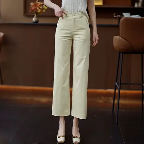 天丝棉九分阔腿裤女夏季薄款高腰直筒裤垂感透气显瘦小个子休闲裤商品大图