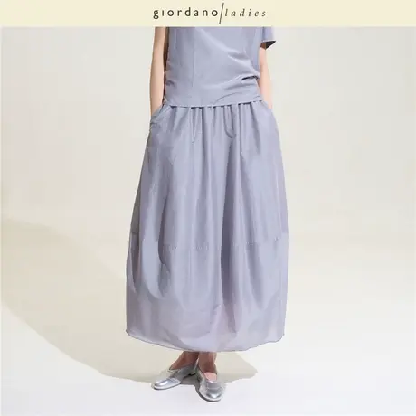 GL2025夏季新款半身裙女薄款真丝棉立体破骨松紧腰灯笼裙02465026商品大图