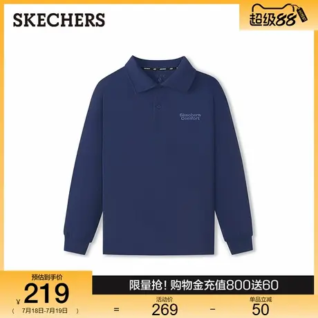 斯凯奇2025新款男柔软宽松针织长袖T恤衫POLO衫商务休闲百搭上衣图片